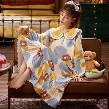 

Warm Flannel Nightgown For Women Winter Loose Leisure Warm Coral Velvet Long Nightdress Strawberry Sleepwear With Storage Bag