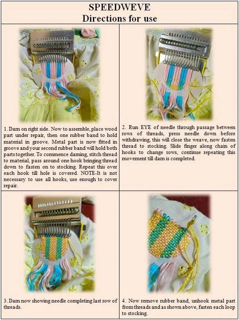 Speedweve Small Loom Mender for Darning Machine with instructions Small Frame Hand Tapestry Wood Loom Weaving Frame