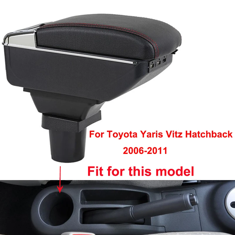 Подлокотник для хэтчбека Toyota Yaris Vitz 2006 2011 с USB зарядкой и светодиодной