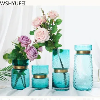 

New style Fashion glass vase Living room dried flower decoration Office desktop high-grade decoration Studio decoration WSHYUFEI
