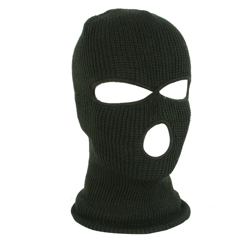 Full Face Cover Mask Three Hole Winter Warm Hoodie Men Ski Cold Mask Hood Electric Motorcycle Windproof Mask Riding Face Shield - Цвет: Зеленый