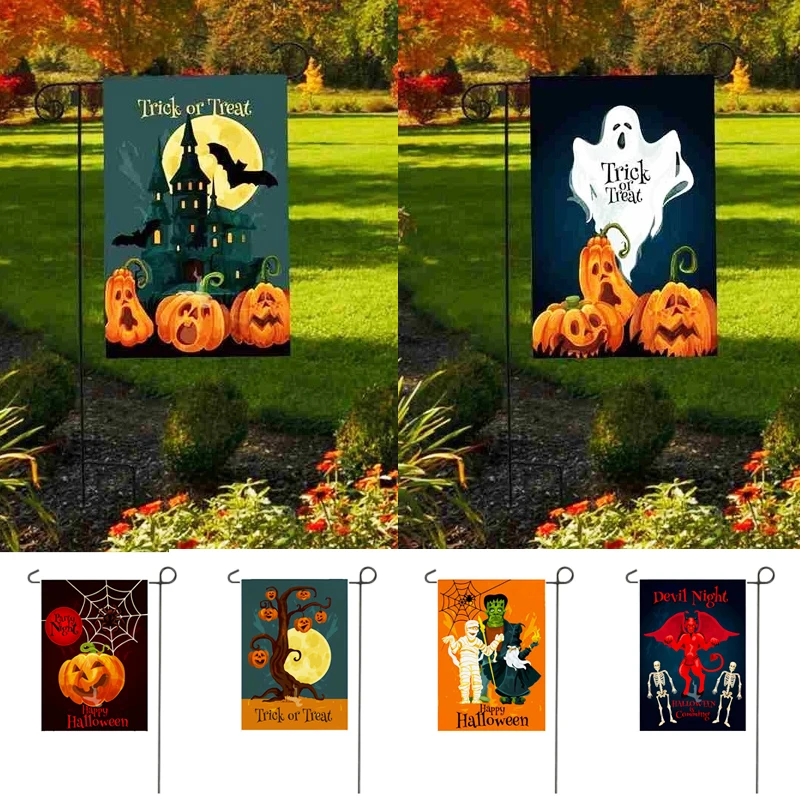 Fall Pumpkin Maple Leaves Garden Flag Double Sided Decorative Hanging Linen Banner For Outdoor Yard Lawn Patio Porch Far | Дом и сад