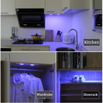 

3.7V UV Sterilizer Lamp LED 254nm USB Charging Germicidal Ultraviolet UVC Cabinet Wardrobe Disinfection Lamp Induction Light