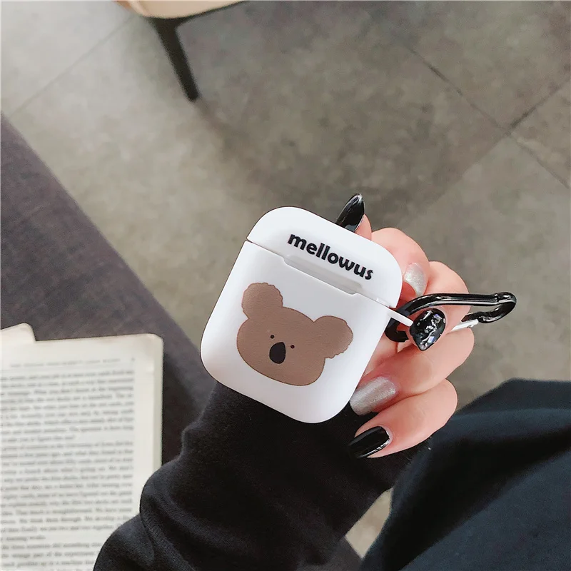 Медведь для apple airpod чехол Мягкая силиконовая Обложка ТПУ беспроводные bluetooth наушники для funda airpods 2 1 Зарядная коробка брелок кольцо