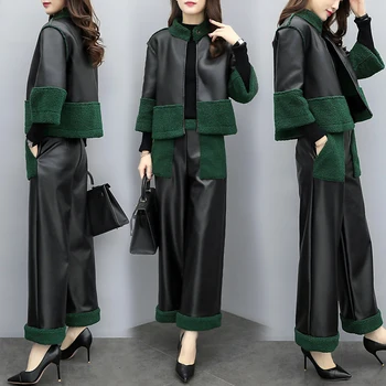

Fashion Stitching Two Piece Set Clothes For Women Ol Large Size Women's Suit Ensemble Femme Survetement Year-old Female Costume