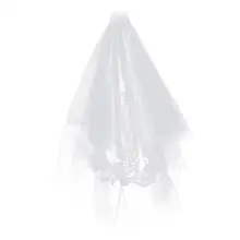 Двухслойная свадебная вуаль короткая кружевная свадебная вуаль с волосами расчесанные волосы невесты, жениха двойные Прошитые бусины для свадебных аксессуаров