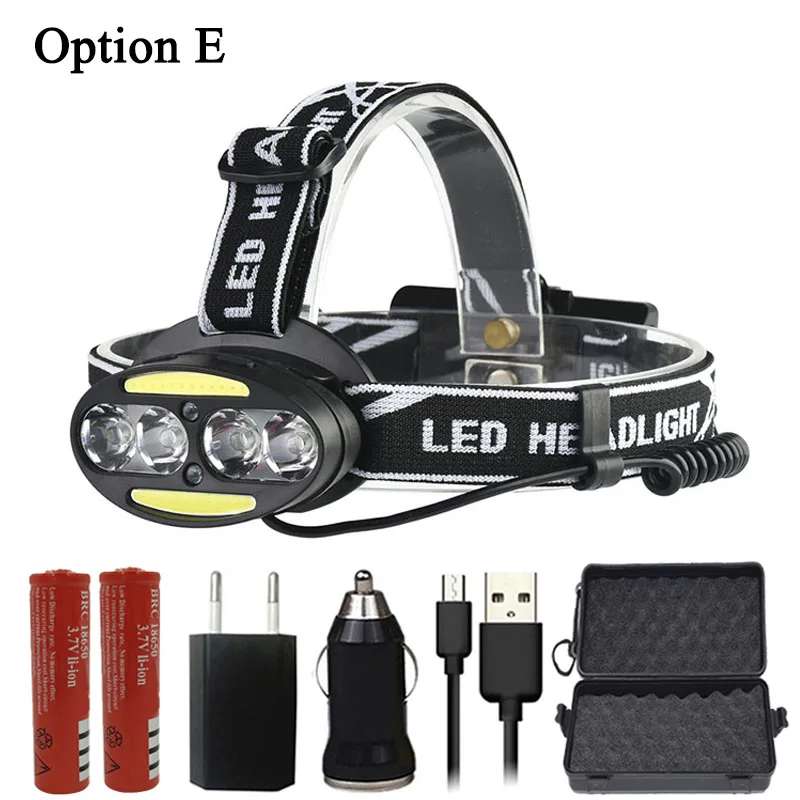 Option E Litwod Z25 фара 30000LM фара 4* T6+ 2* COB+ 2* красный светодиодный налобный фонарь для кемпинга поиск - Испускаемый цвет: Option E