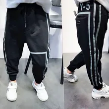 Детские повседневные спортивные штаны г., весенне-осенние новые стильные хлопковые свободные эластичные штаны для мальчиков в Корейском стиле