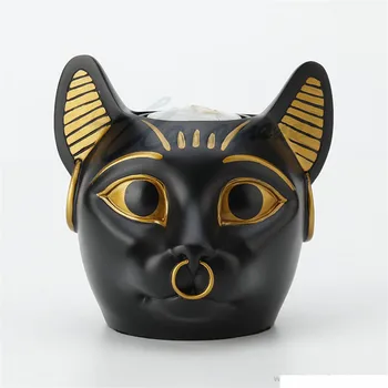 

Creative Ancient Egypt Bast Candlestick Decoration Figure Candleholder Figurine Resin Crafts Decorations For Home R3643
