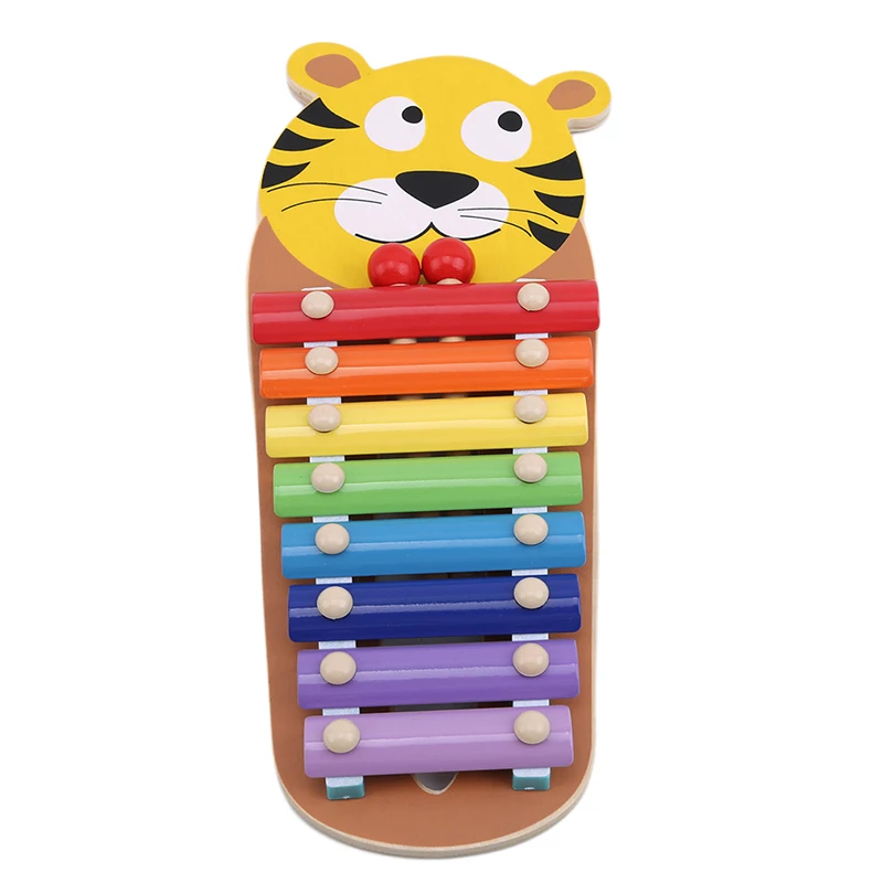 tiger Красочные деревянные животные стук на пианино Игрушка Головоломка раннее образование музыкальный инструмент Октава стук на фортепиано Музыкальная игрушка - Цвет: tiger