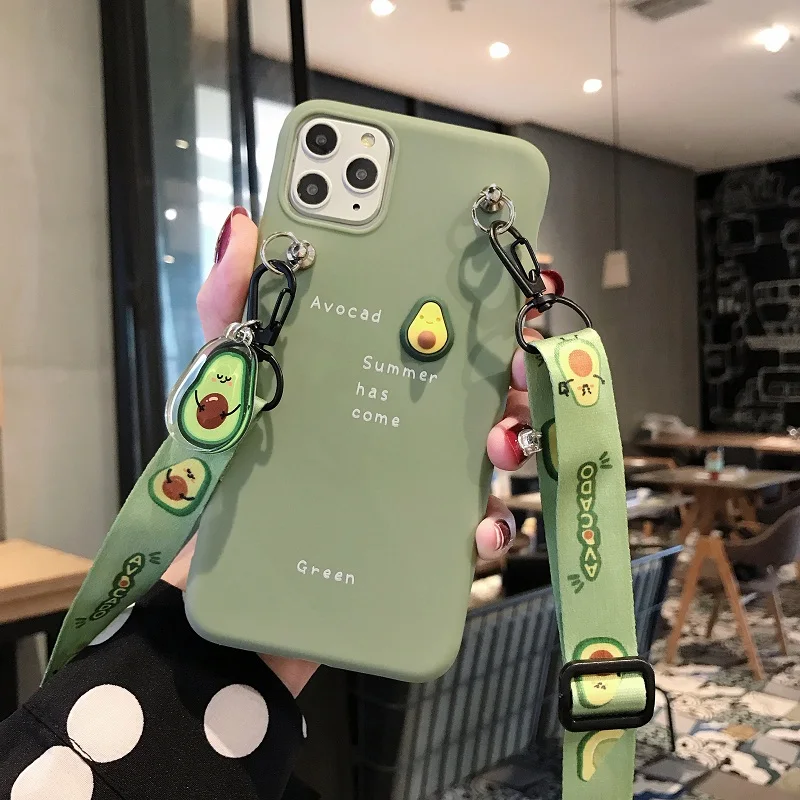 Ремешок Avocado для iPhone11 Pro max xs max xr чехол для телефона из жидкого силикона 6s 7 8plus с ремешком, подвесной, все включено, защита от падения