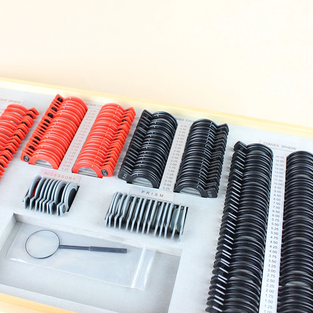 Top Grade 260 Optical Ophthalmic Trial Lens Set Case High Quality Lenses Silver Aluminum case Plastic Rim