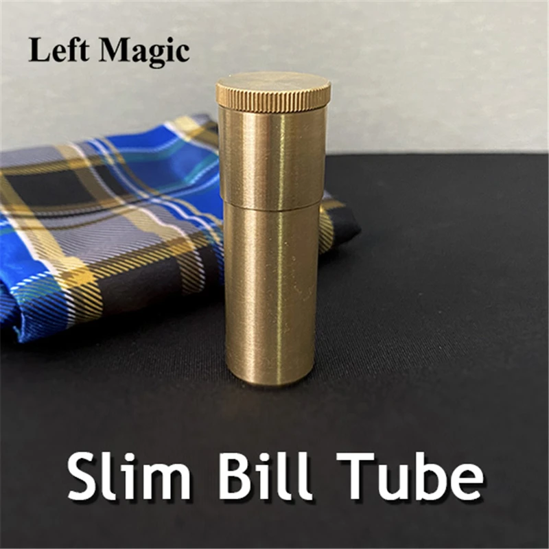 

Slim Bill Tube(Brass) Magic Tricks Close Up Gimmick Props Illusion Mentalism Comedy Signed Bill Appearing In Padlock Tube Magia