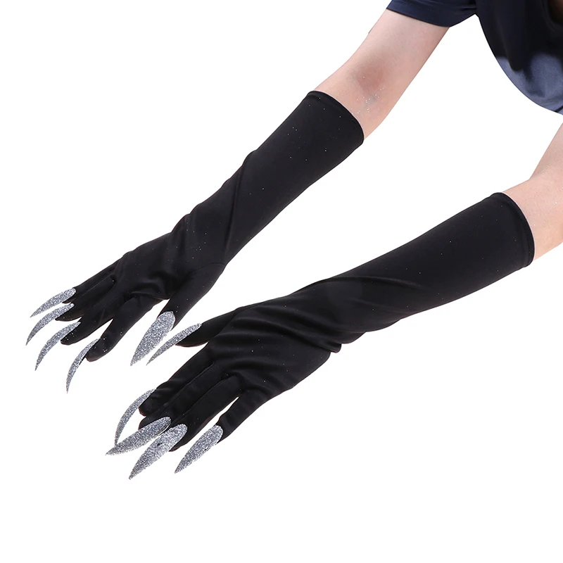 

Long Fingernail Glove Halloween Party Cosplay Props Costume Accessories Acrylic Nails Claw Punk Thin Gloves Cuffs Best Gift