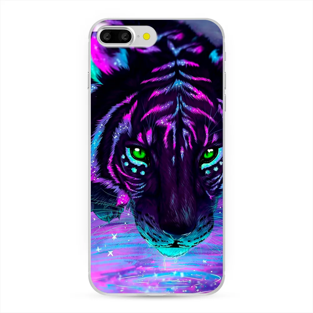 Silicone Case For iPhone 7 Plus 8 Magic Tiger (Picture) Thin Soft Half-wrapped with bright print Phone accessories Mobile and smartphones protection