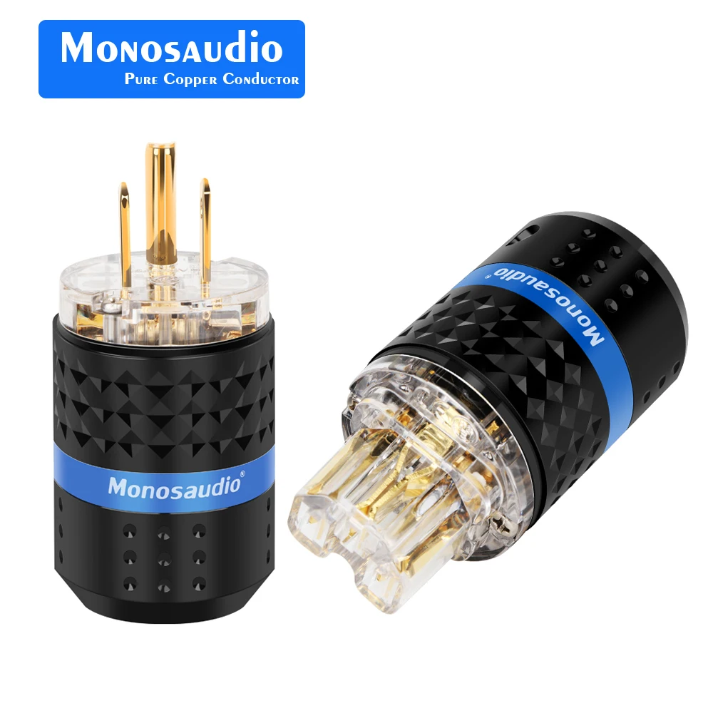 

Monosaudio M103G/F103G 99.998% Pure Copper Gold Plated US Power Plug Audio Power Connector IEC320 C13 connector Plug