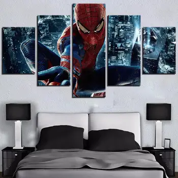 

Modern Painting On Canvas Wall Art Frame Living Room Decor HD Printed 5 Pieces Movie Modular Pictures Comics Spider Poster