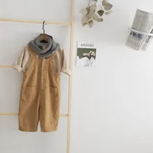 Г., осенние детские штаны на подтяжках с гусеничным принтом han ban 1: 1 для изготовления джинсовых хлопковых детских штанов с расклешенными лямками