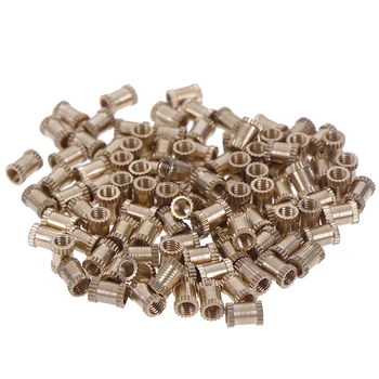 

HUXUAN New 100pcs M3x6mm Knurled Nuts Threaded Round Brass Knurl Thread Insert Nuts Brass Tone Nuts Hot Sale