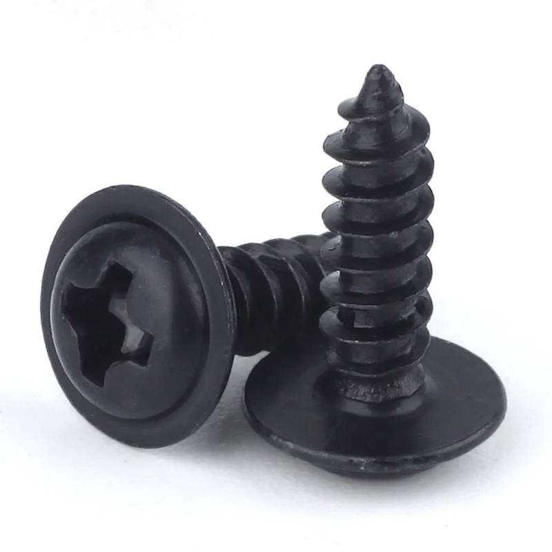 

M3 M4 Phillis Cross Recessed Washer Pan Head Self Tapping Screw Metric Thread Wafe Round Head Bolt Black Steel