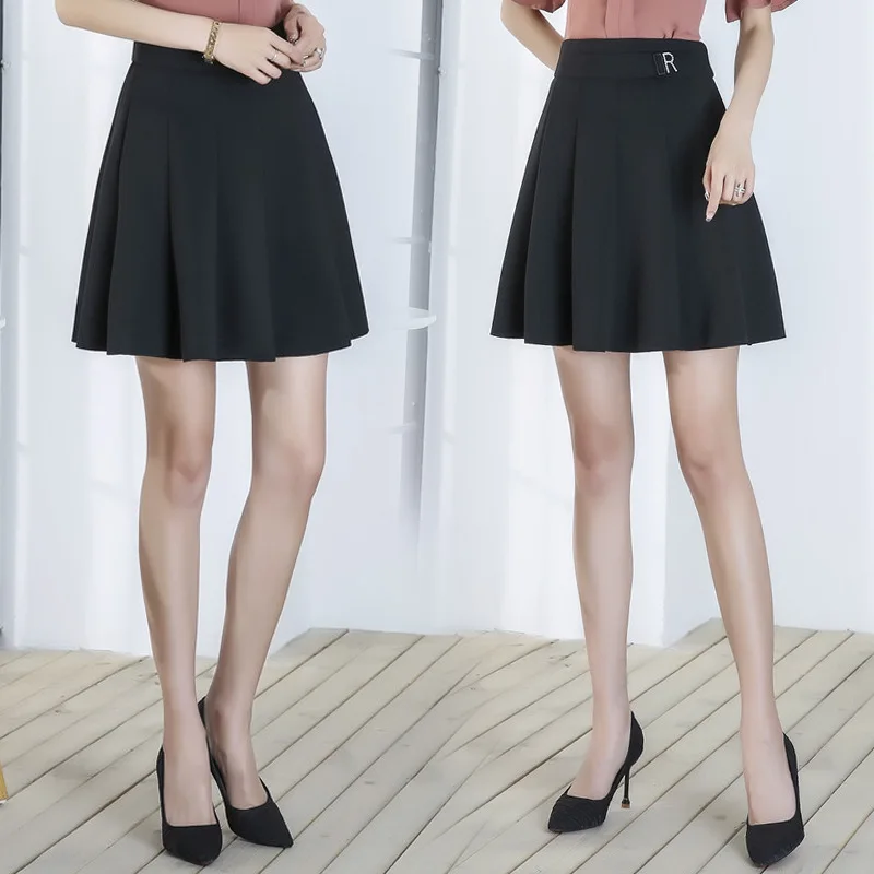 

Black And White with Pattern Skirt Women's Spring And Summer Pleated Skirt 2020 New Style Autumn And Winter High-waisted A- line