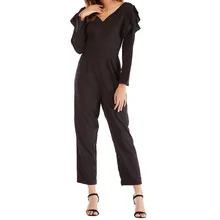 Cotton Womens Jumpsuit Women Fashion Ruffles Solid Color Long Sleeve Jumpsuit Overalls Autumn Winter Monos de Fiesta 2020 New E