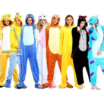 

2020 Women Animal Pajamas Set Winter Unicorn Stitch Bat Sulley Cartoon Long Sleeve Cute Sleepwear Casual Homewear Female Pyjamas