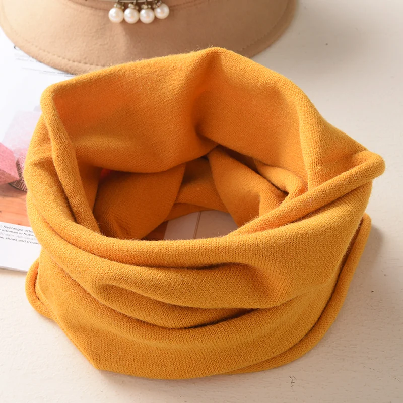 Zocept осень зима унисекс кашемировые круглые шарфы супер теплый вязаный джемпер шарф для женщин мужчин детей Детский шейный шарф - Цвет: Цвет: желтый