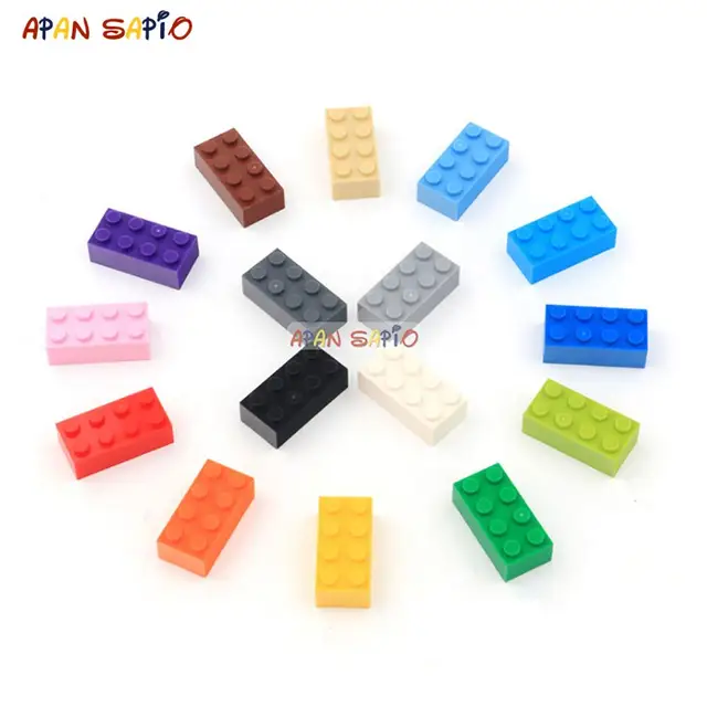 40pcs DIY Building Blocks Thick Figures Bricks 2x4 Dots Educational Creative Size Compatible With 3001 Plastic Toys for Children Mixed color 40pcs