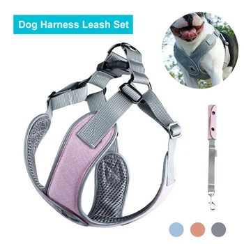 

Explosion-Proof Dogs Harnesses Leashes Suit Reflective Adjustable Breathable Pets Vest Leash Personality Walking Run Pet Product