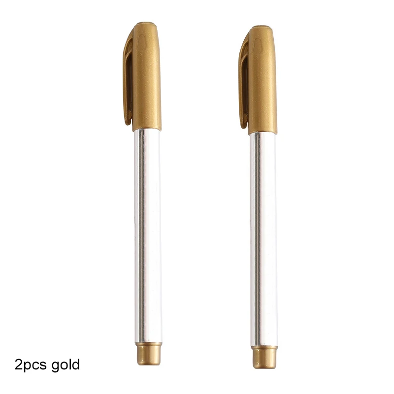 2pcs gold 2 шт. золото серебро ручка металлического цвета DIY бумажная бирка канцелярские подписи акварельные ручки художественный маркер фотоальбом скрапбукинг инструменты - Цвет: 2pcs gold