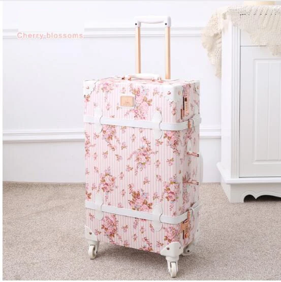 only luggage7 Женский чемодан 2" 22" 2" 26" для путешествий, Ретро стиль, чемодан с цветочным рисунком, тележки для путешествий, багажные сумки с колесами - Цвет: only luggage7