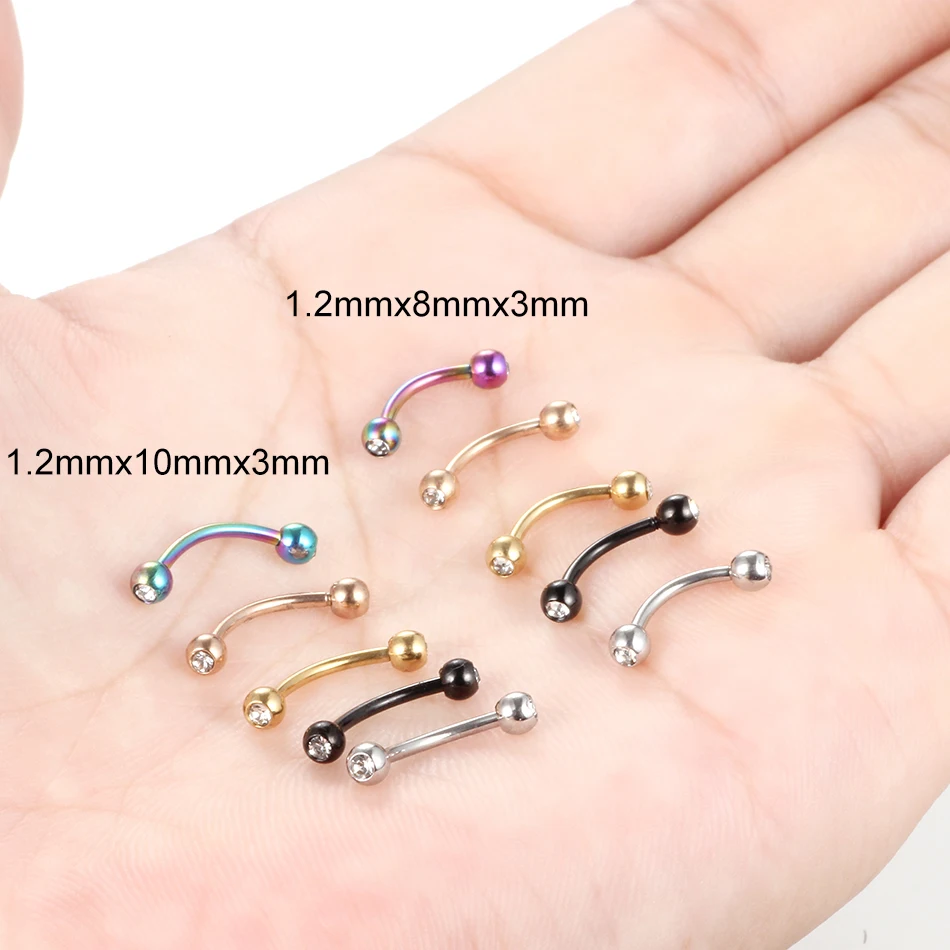 Stainless Steel Crystal Eyebrow Piercing Curved Barbell Banana Earring Lip Nipple Belly Button Pircing Daith Helix Jewelry 1PC,piercing jewelry,body piercing earrings,ear piercing jewelry,metal jewelry,belly button earrings,belly button piercings,body piercing jewelry,body jewelry