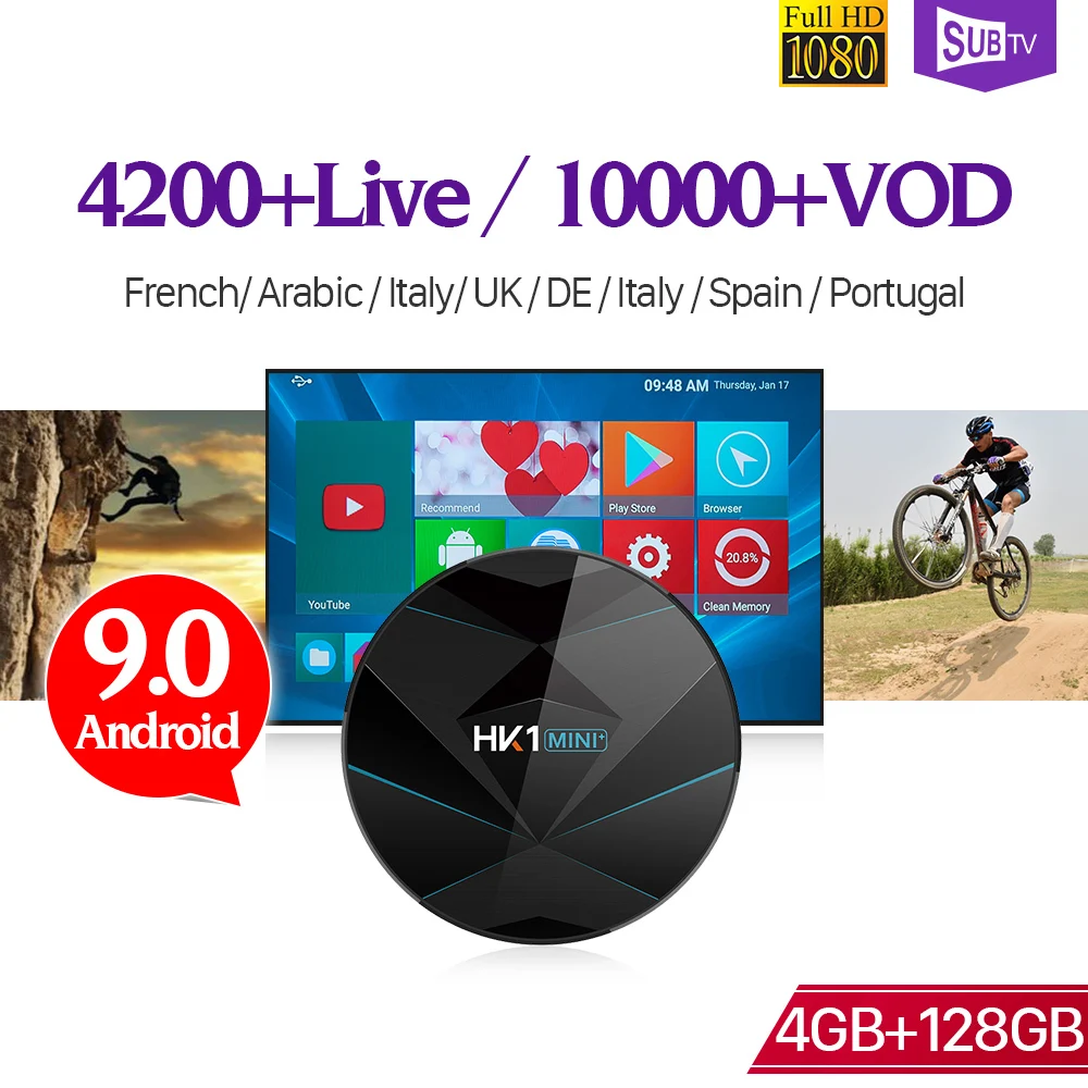 

SUBTV IPTV France Sweden Android 9.0 HK1MINI+ 4G 128G 1 Year Code IPTV Subscription Portugal Italy Turkish Spain Swedish IP TV
