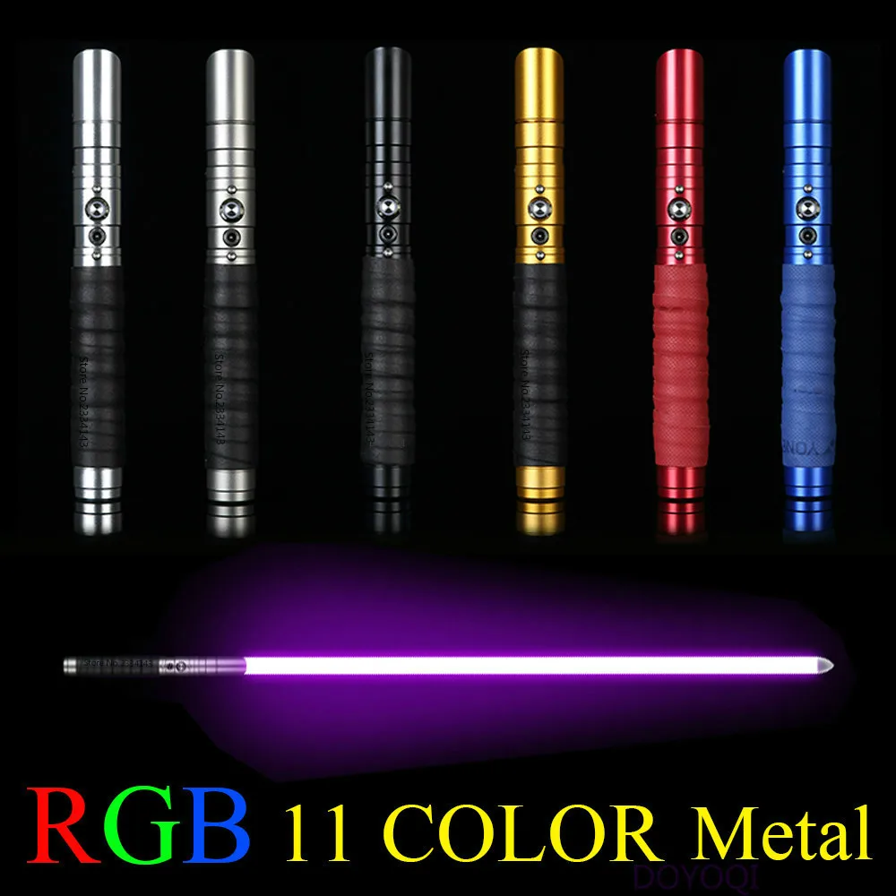 Tanie Nowy 11 kolor Lightsaber metalowy miecz RGB Laser 2019 Cosplay chłopiec Gril zabawka miga dzieci prezent światło odkryty kreatywne wojny zabawki