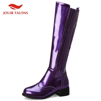 

JOUIR TALONS 2020 big Size 32-43 New Design Hot Sale Knee High Boots Woman Shoes Chunky Heels Zip Up Black Shoes Women Boots