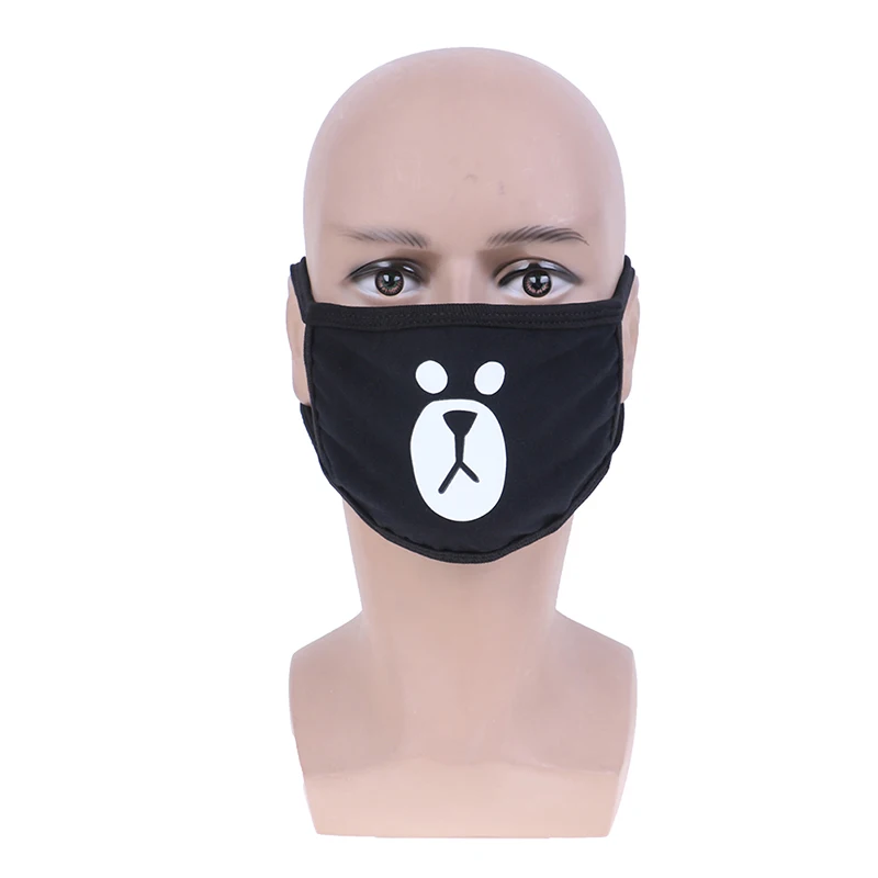 Велоспорт черная маска для лица Хлопок милый аниме рот маска ткань против пыли защитные маски унисекс маска сохраняет тепло маска для рта и лица
