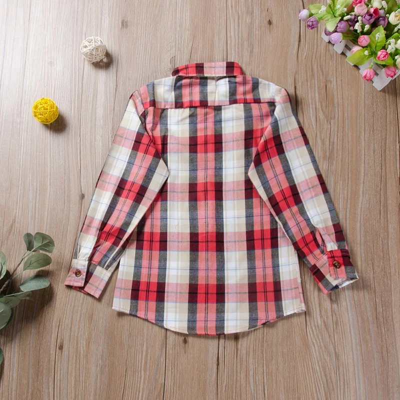 Рубашка для маленьких мальчиков; модные хлопковые блузки в клетку с длинными рукавами и квадратным воротником; От 2 до 10 лет