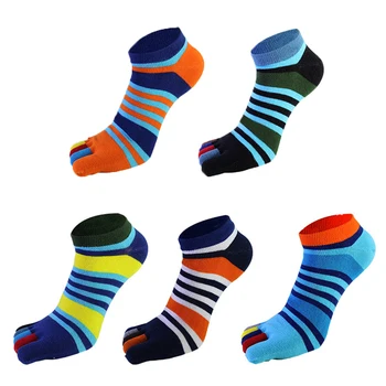 

1 Pairs Summer Men Socks Cotton Finger Breathable Stripe Five Toe Socks Pure Sock Ideal for Five Finger Toe Shoes