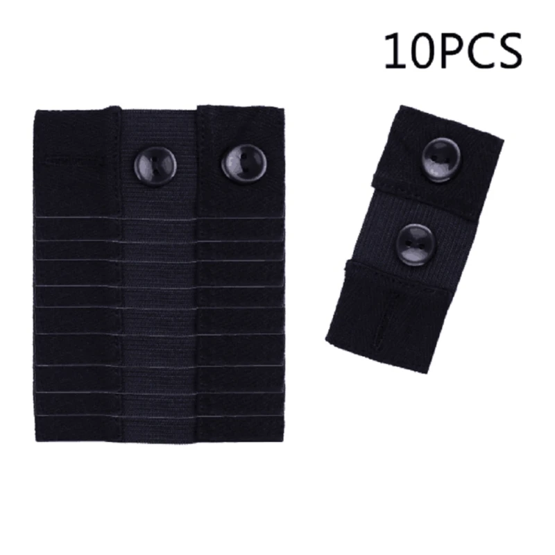 10 шт Многофункциональный стрейч пуговица из ткани удлинитель пряжки самодельные Украшения шитья - Цвет: Черный