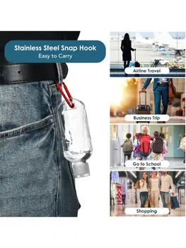 

Portable Travel 50ml Empty Squeeze Bottles with Keychains Leakproof Refillable Flip Cap Hand Sanitizer Containers