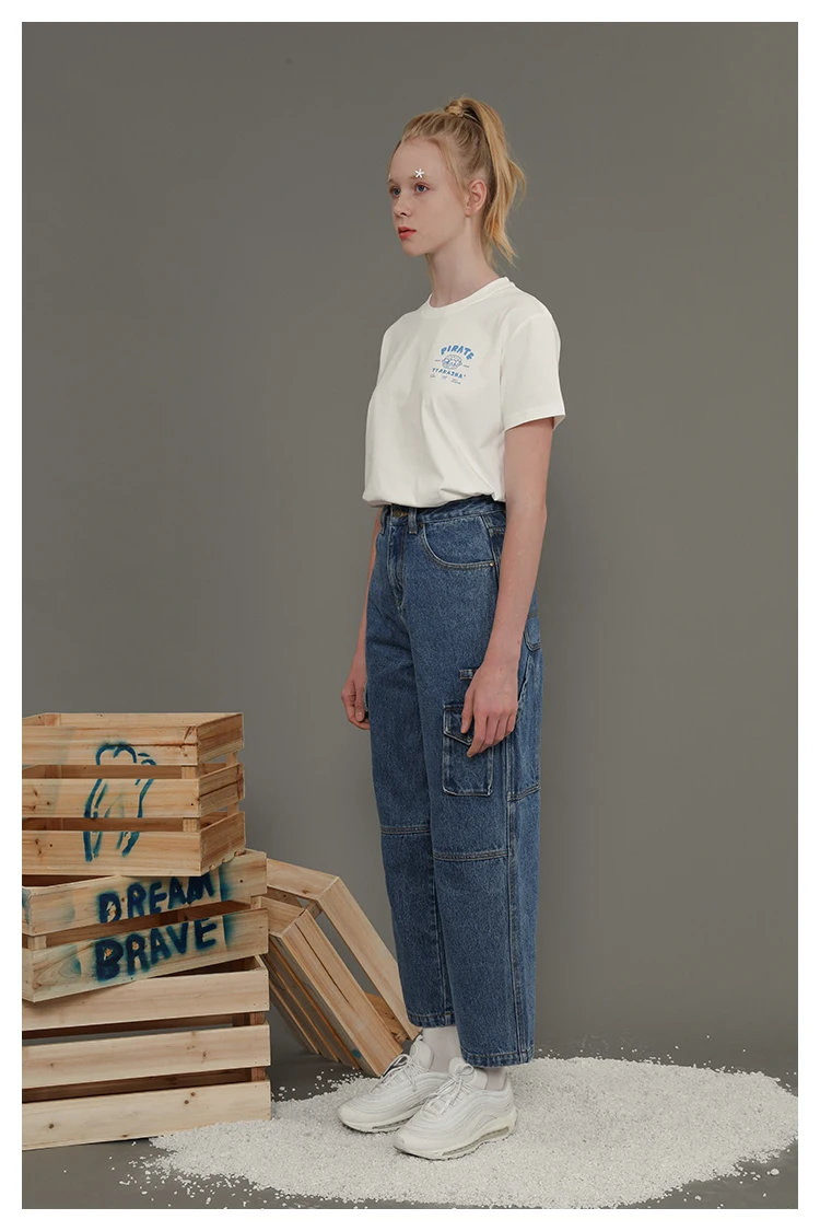 Harajuku Winter New Women's High-quality Design Jeans Fashion Tide Full Length High Waist Women's Pants Pocket Straight Pants