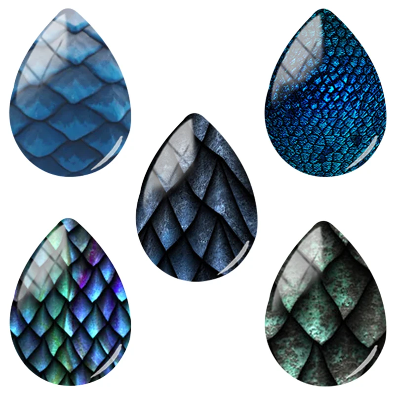 Стеклянный кабошон TAFREE Dragon scale 18x25 мм | Украшения и аксессуары