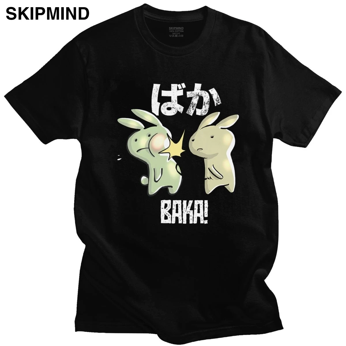 Kawaii Anime Baka Rabbit Slap футболка мужская с коротким рукавом японская манга Повседневная
