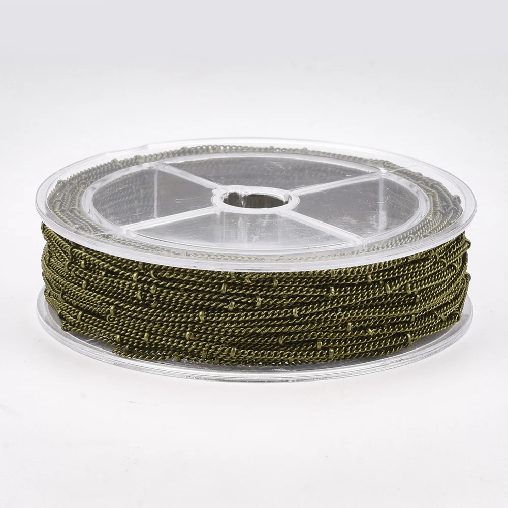 about 15m/Roll Brass Curb Chains Soldered Satellite Chains 2x1.5x0.4mm for jewelry making DIY Bracelet Necklace Accessories