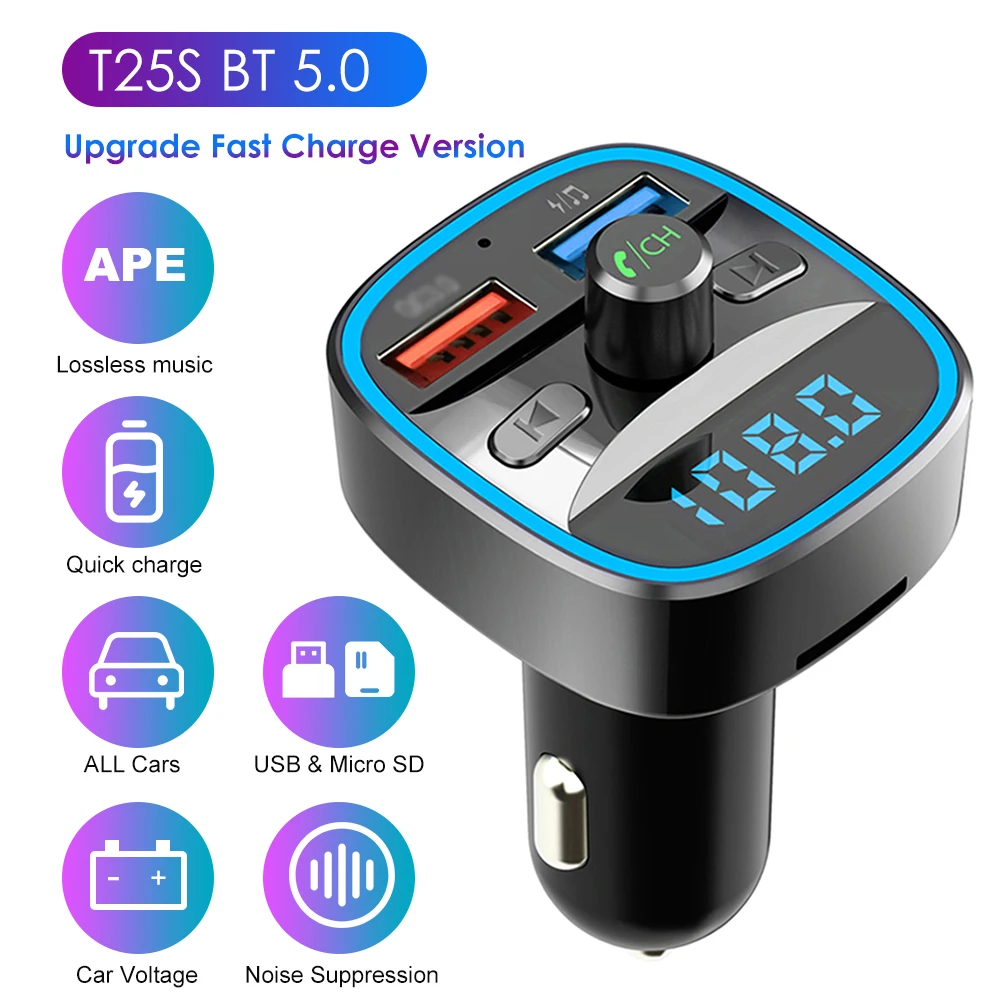 Многофункциональный Bluetooth 5,0 Автомобильный MP3-плеер fm-передатчик Двойные USB зарядные устройства Поддержка Hands-free TF карта U диск воспроизведение музыки