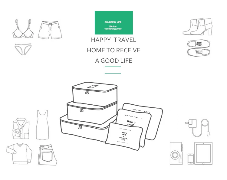 Travel Organizer Storage Bags Portable Luggage Organizer Clothes Tidy Pouch Suitcase Packing Laundry Bag Storage Case 6pcs/set