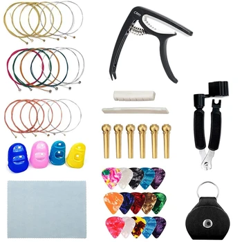 

Guitar Accessories Kit Including 3 in 1 Restring Tool, Picks and Picks Bag, Capo, Guitar Strings, Bridge Pins (33Pcs)