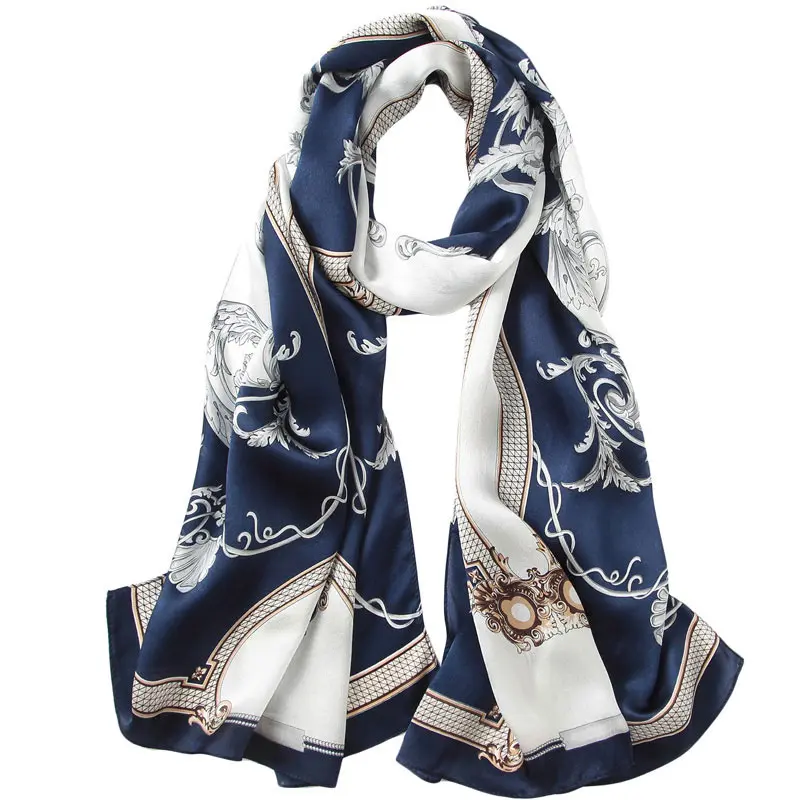

New Fashion Printed Silk Long Scarves Shawls For Women Elegant Ladies Silk Scarf Hijab Foulard Female Neck Small Scarf Wraps