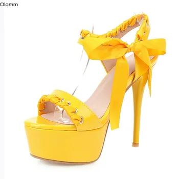 

Olomm 2020 Women Shiny Sandals Sexy Thin High Heels Sandals Nice Open Toe Gorgeous 4 Colors Dress Shoes Women US Plus Size 3-16
